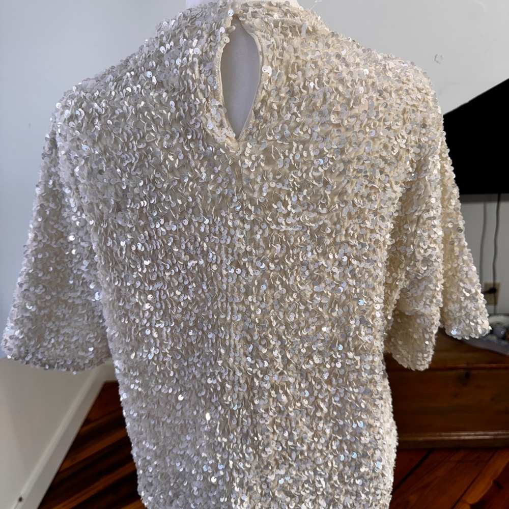 H&M Cream Sequin Blouse - Picture 3 of 8
